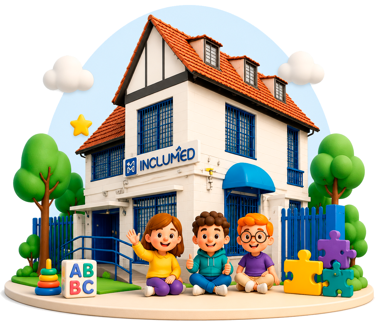 Casa Inclumed en ilustración 3D